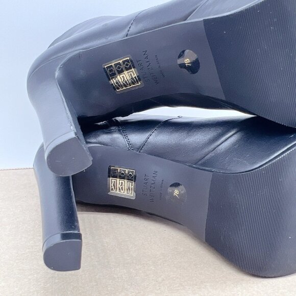 STUART WEITZMAN 121MM Ave 130 Platform High Heel Ankle Boots Black Leather US 7 - Picture 9 of 11